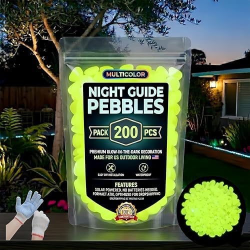 Colorful Glow-in-The-Dark Garden Stones,Night Guide Pebbles,for Aquarium Fish Tank Sidewalk Garden Path Patio Terrace Lawn Yard Ornaments Colorful Cobbles Decor (400, Yellow) by Unknown