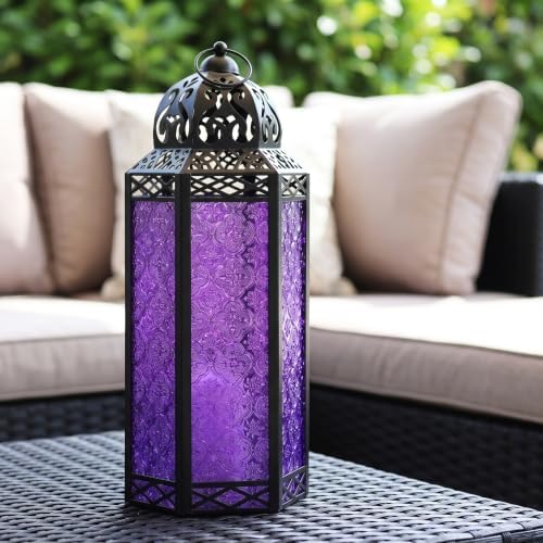 Vela Lanterns Decorative Indoor Tall Floor Candle Holder, Purple, XL - Image 2