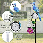 Rain Gauge 39in Metal Bluebird Garden Stake with Thermometer Decor - Image 4