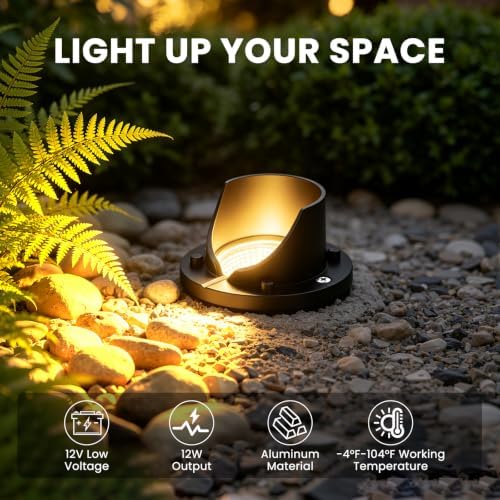 MEIHUA Low Voltage Landscape Lighting LED Well Lights, 12W In-Ground Lights - Image 3