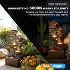 33.5" H Outdoor Water Fountain, 4-Tier Cascading Waterfall Fountain with Warm LED Lights, Vintage Brick Design for Garden, Patio, Backyard Decor - Image 4