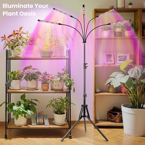 Garpsen Grow Light, 5 Head Plant Light with Tripod, 15-63"Height Adjustable - Image 2
