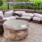 VEVOR Fire Pit Cover Lid, Compatible with The Solo Stove Bonfire 27" Portable Firepit Spark Screen,Stainless Steel Metal Cover, Wood Burning and Camping Stove Accessory, for Outdoor Patio Backyard - Image 2