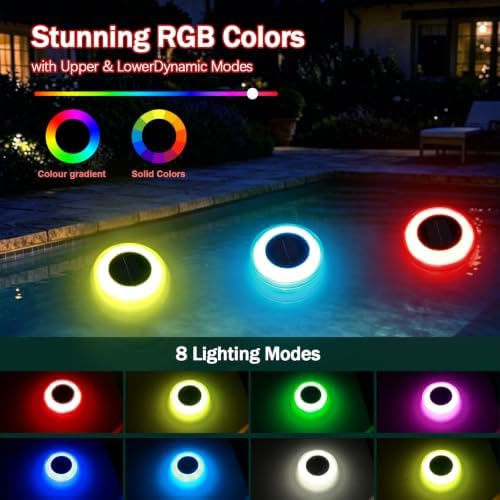 Solar Floating Pool Lights, RGB Color Changing Pool Lamp with Remote - Image 3