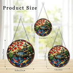 Stained Glass Window Hanging Japanese Koi Pond Maple Leaves Garden Lantern Sun Catchers Tranquil Zen Water Fountain Japanese Style Suncatchers for Home Porch Garden Indoor & Outdoor Decor (9.8x9.8 IN) - Image 3