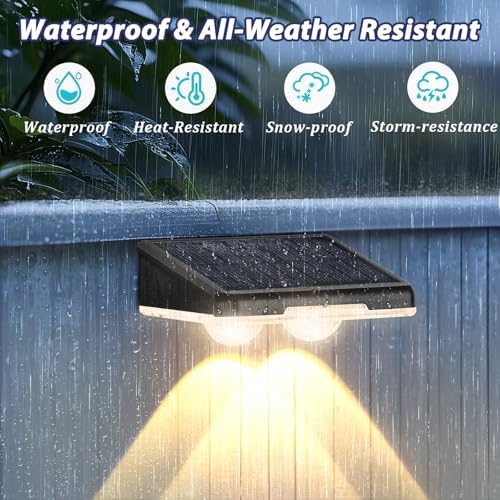 Brightever Solar Fence Lights Black 12-Pack, 3 Modes (3000K/5000K/6500K) - Image 6
