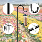 ANIDEER 84" Shepherds Hooks for Outdoor, Heavy Duty Garden Bird Feeder Pole Hanging Bird Feeder, Solar Light Lanterns, Outdoor Plant Hanger Hook with 7 Base Prongs, 2 Packs - Image 2