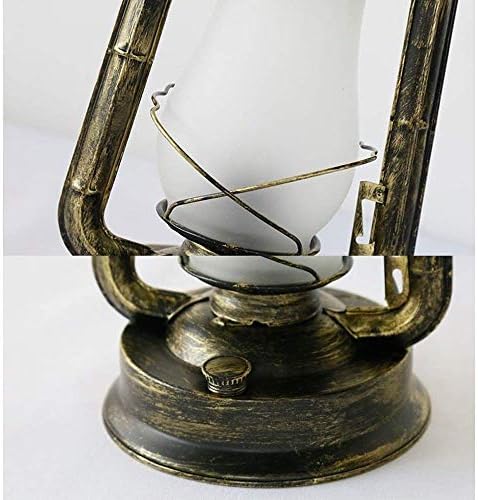 Vintage Wrought Iron Table Lamp - Retro Kerosene Lantern Style - Bronze Metal Desk Light for Home, Restaurant, Farmhouse & Office - Image 4