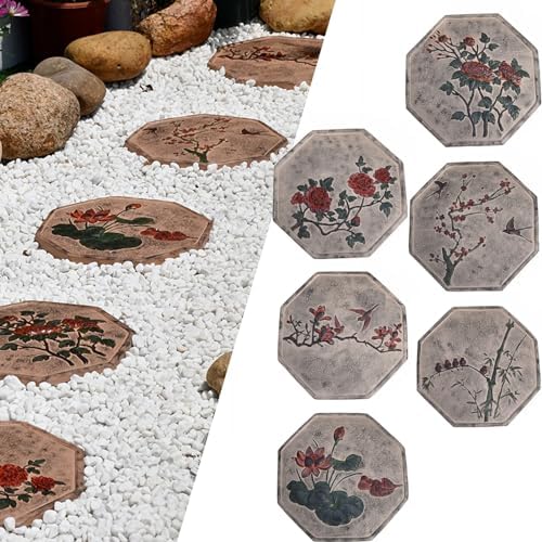 Kunovo Oriental Style Stepping Stone for Decor, Eco-Friendly Resinous Garden Step Stones, Octagonal Courtyard/Path/Lawn/Backyard Decorative Stone (Size : 1 Pack), 58741 by Kunovo