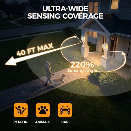 Porch Lights Outdoor Motion Sensor Wall Sconce Anti-Rust Aluminum, Exterior Outdoor Wall Lights Dusk to Dawn Porch Light Fixture Wall Mount for House Outside Patio 2Pack White - Image 3