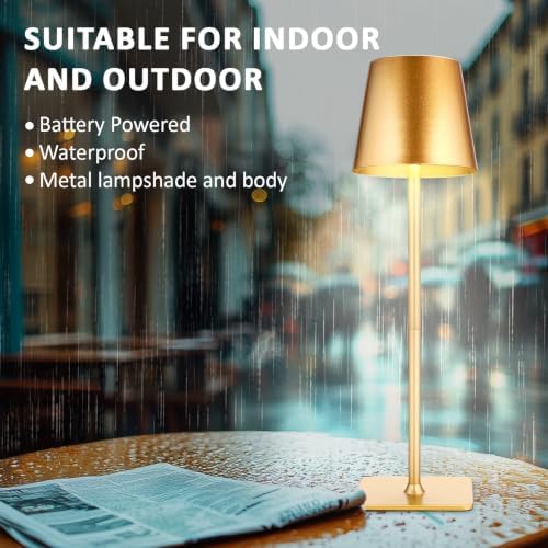 Retisee 2 Pack Cordless Table Lamp Portable Rechargeable Lamps, Gold - Image 4