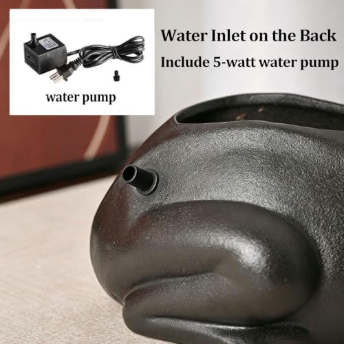 Ceramics Waterfall Frog Statue Fountain with Water Pump, Garden Pond Spitters, Automatic Circulation Water Landscaping Ornaments for Ponds, Patio and Courtyard(Black) - Image 5