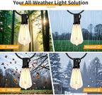 Solar String Lights Outdoor Waterproof, 100FT Solar Powered Outdoor Lights with Remote, 52 Shatterproof with Edison Bulbs, LED String SolarLights for Garden, Backyard, Parties - Image 6