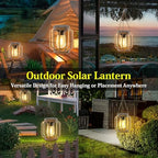 Solar Lanterns, Upgraded Metal Outdoor Lights, Brighter Hanging Solar Lights for Outside Waterproof, Auto On/Off Warm White Lighting for Yard, Garden, Patio, Pathway Decor (Bronze, 2 Pack) - Image 6