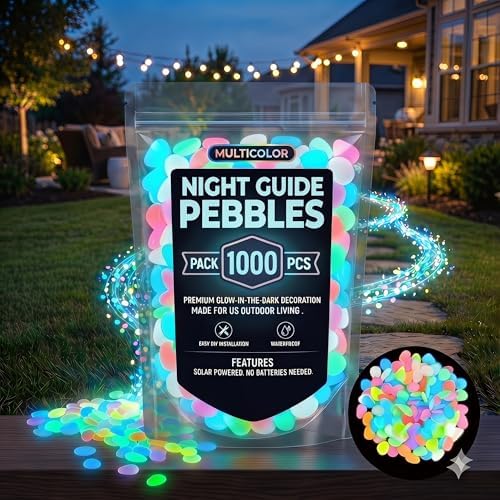 2026 Colorful Glow-in-the-Dark Garden Stones, Night Luminous Pebbles, Rainbow Glowing Stepping Rocks, Outdoor Landscaping Decor, Glowing Gravel for Fish Tank Aquarium Yard Pathway(Colorful,1000pcs) - Image 2