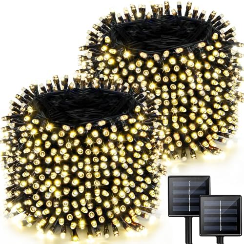 Solar String Lights Outdoor 2 Pack 170FT 480 LED Christmas Light Warm White by Albelt
