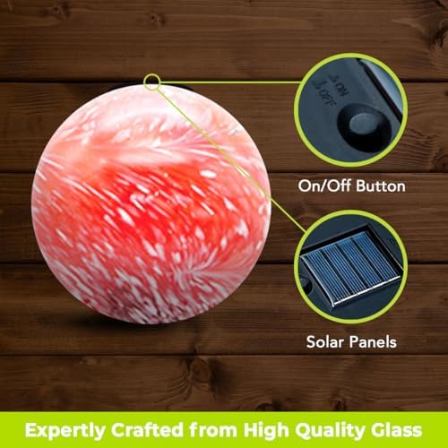 Briarwood Lane Everyday Gazing Ball 1x1 Red and White Solar LED Gazing Ball - Image 6