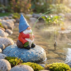 Fishing Gnome Outdoor Garden Gnomes Statues Pond Decor for Outdoor Ponds - Image 2