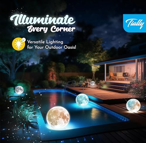 TIALLY Floating Pool Lights - Solar Light Up Moon Balls, Warm/Cool (2-Pack) - Image 6
