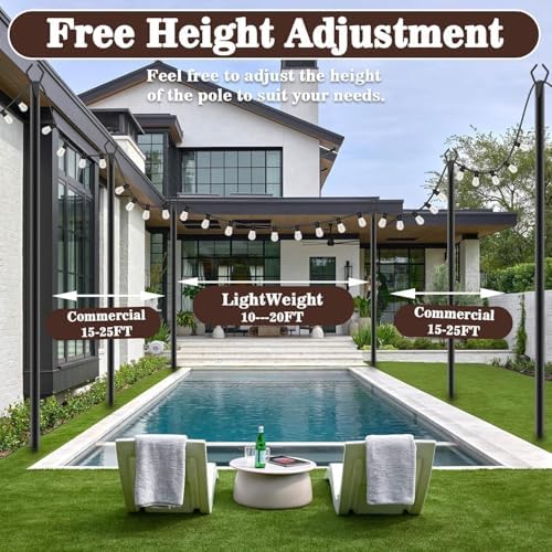 AILBTON 10Ft Exterior Light Poles 6 Pack, Durable Metal String Light Posts for Outdoor Use, Equipped with Fixed Brackets for Yard, Terrace, and Garden Lighting Decor and Backyard - Image 6