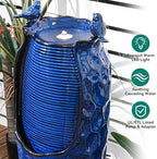 Autodaya 33" Vase Ceramic Outdoor Water Fountain with Lights and Birds - Image 6
