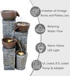 19.3'' 4-Tier Water Fountain with Lights, Brown - Image 3