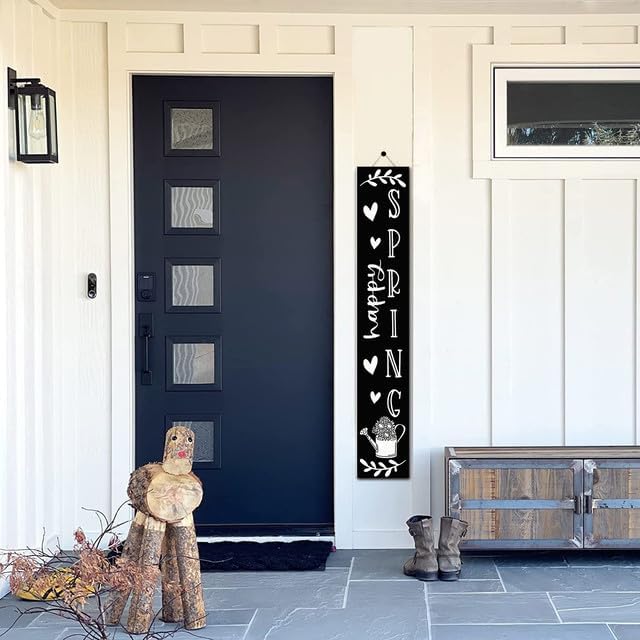 Spring Porch Sign Happy Spring Sign for Front Door 8"x48" Spring Door Decor Vertical Wood Porch Sign Wooden Tall Welcome Sign Farmhouse Standing Wooden Hanging Sign for Home Indoor Outdoor - Image 5