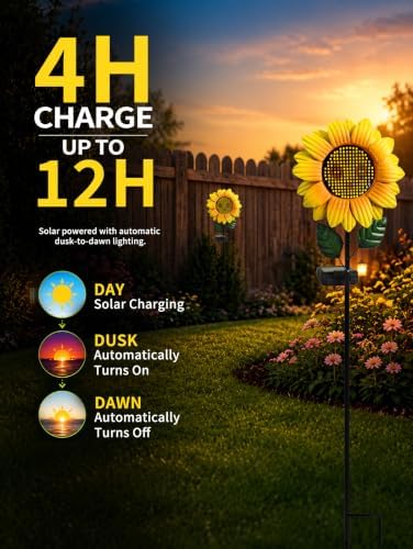 Animated Eyes LED Sunflower Solar Lights Outdoor, Waterproof Garden Decor - Image 5