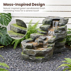 Sunlinua Garden Water Fountain Outdoor Feature, 5-Tier Rock Water Fall Fountains, Natural Waterfall Outdoor Fountains with Pump, LED Lights for Patio, Porch, Home Art Decor, 31 Inch Length - Image 4