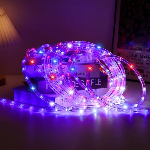 DINGFU 50ft 360 LED Rope Lights, Red White and Blue Rope Lights for Outside - Image 5