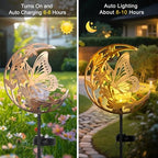 SHANGTIANFENG Butterfly Lights Outdoor Decor - Moon & Bird SolaGardenLights Waterproof, Auto On/Off Pathway Lighting for Yard/Lawn/Patio, Handcrafted Metal Solar-Stake-Lights for Outside Decorations - Image 3
