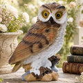 Large Solar Owl Garden Outdoor Statue, IP65 Waterproof Resin Owl Figurines with Built-in LED Lights, Fake Owl Figurine Decorations for Yard Patio Lawn, Housewarming Gifts for Women Mom, Brown by IDEASHOW