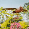 Zaer Ltd. Large Flapping Owl Garden Stake, Metal Wind Kinetic Sculpture, Rusty Color Yard Art Decoration, 58H x 35.5L x 21W inches by ZaerLtd
