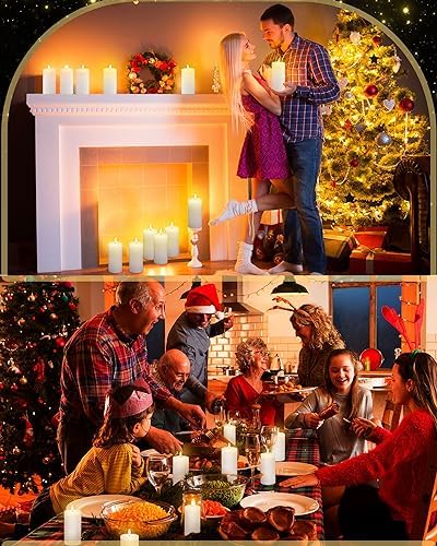 VIHOSE White Flameless Candles Set with Remote and Timer Flickering Flameless Battery Candles Flat Top LED Pillar for Wedding Outdoor Home Festival Decoration(D 3" H 6") - Image 4