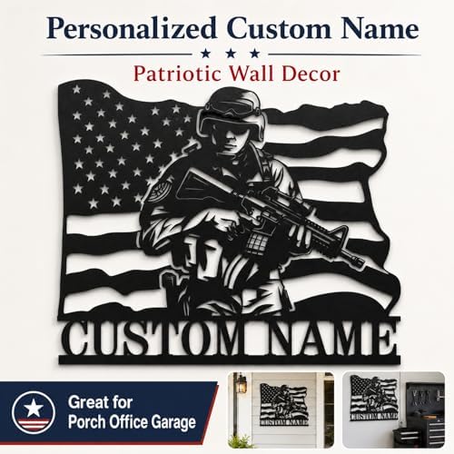 Personalized Army Soldiers Metal Signs Custom Military Metal Wall Art Patriotic American Flag Wall Decor Personalized US Military Army Gifts Veterans Day Gifts - Image 5