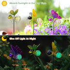 Garden Decor for Outside,3 Pcs Luminous Insect Garden Decorative Stakes,Glow in The Dark Bee Lights Metal Yard Art,Waterproof Outdoor Spring Lawn Patio Pathway Decoration for Mom,Women,Grandma - Image 4