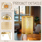 TRIROCKS Set of 2 Battery Operated Lamp 9'' High Cordless Table Lamp Battery Powered Lanterns with 6H Timer for Home Living Room Weddings Parties Patio Events Outdoors Indoors Shelf(Gold) - Image 4