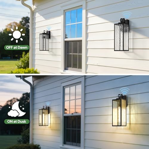 Outdoor Wall Lights, Exterior Lighting Fixtures with Water Ripple Shade 16" - Image 3