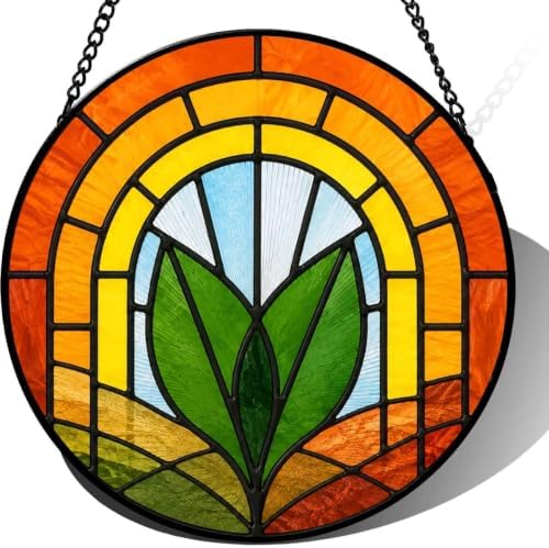 9.84 Inch Stained Glass Suncatcher Vibrant Leaf Art Window Hanging Botanical Home Decor Nature Inspired Ornament for Mom Birthday Gift Housewarming Gift for Her Wall Art by Unknown