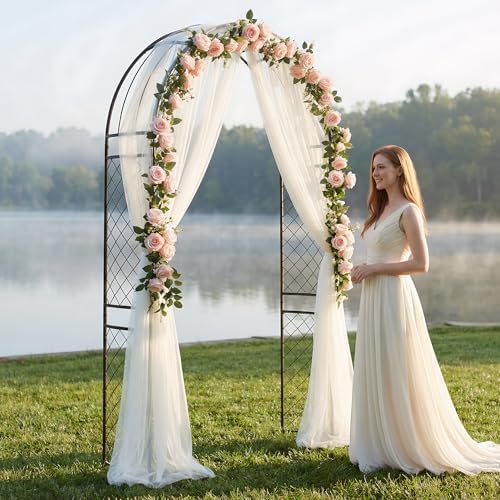 SCENDOR Metal Garden Arch with Lattice Side Panels 88.6" H x 50.8" W– Heavy-Duty Arbor for Climbing Roses, Vines, and Outdoor Patio, Lawn, Backyard, Wedding Decor (Black) - Image 6