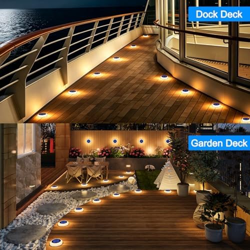 Solar Deck Lights Outdoor 6 Pack, Solar Powered Driveway Lights-Warm White - Image 2