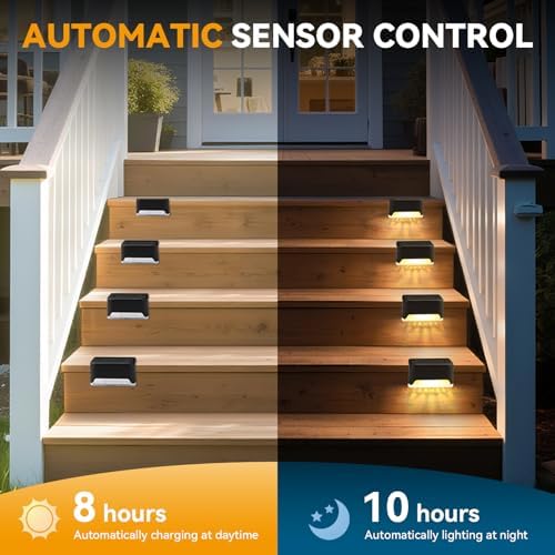 VZZNN 24 Pack LED Outdoor Solar Deck Lights - WaterproofSolar Fence Lights， for Stairs, Fences, Railings Patio Decor & Garden Paths Warm White Outdoor Lights(Warm White) - Image 3