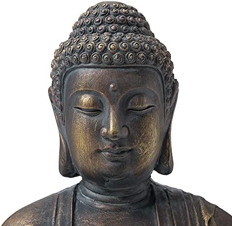 Glitzhome 22.75-inch Zen Meditation Buddha Garden Statue, Bronze Large Indoor and Outdoor Sculpture, Hand-Finished MGO & Fiberglass Decor for Home Patio Yard - Image 4
