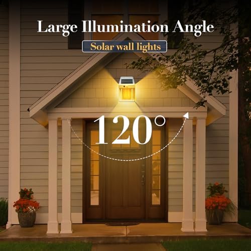 2 Pack 8.2" H Outdoor Solar Wall Lights Sconce Fixtures, White - Image 2
