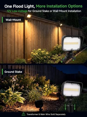 Low Voltage Flood Lights Outdoor, 7W 12-24V, 3000K Black, 2 Pack - Image 6