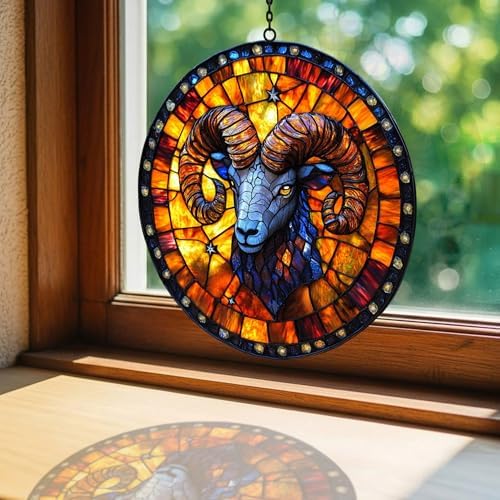 Vivid Floral Aries Mosaic Art Acrylic Suncatcher - Image 3
