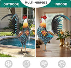 32" Large Metal Rooster Decor, Outdoor Garden Statues,Yard Art - Image 5