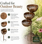 Rain Catcher Bird Bath Tiered, 3-Tier Metal Rain Water Bird Bath Garden Stake, Cascading Water Bowls Attract Hummingbirds, Birds, Butterfly for Yards Lawns Gardens (Copper) - Image 6