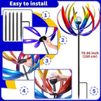 70 in Large Wind Spinners Outdoor, Solar Wind Sculpture, Violet Blue - Image 6