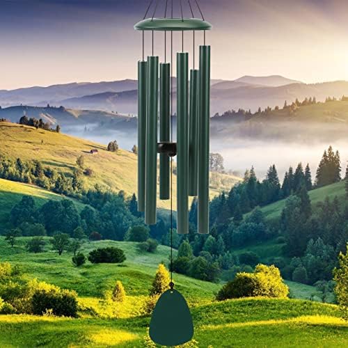 FSVGYY Wind-Chimes-Outdoor-Deep-Tone, Large Soothing Melodic Tones Windchimes, Wind Chimes for Outside, Memorial Wind Chime Best Gift for Mom Women Grandma Neighbors(32" Forest Green Coated Aluminum) by FSVGYY